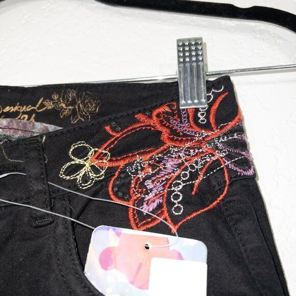 NWT Desigual Black Embroidered Port Pants Size 0 - Picture 5 of 13